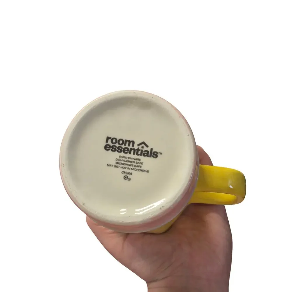 Target No. 1 Teacher Ceramic Coffee Mug 14 fl oz Yellow w/ Pink Base Novelty s5